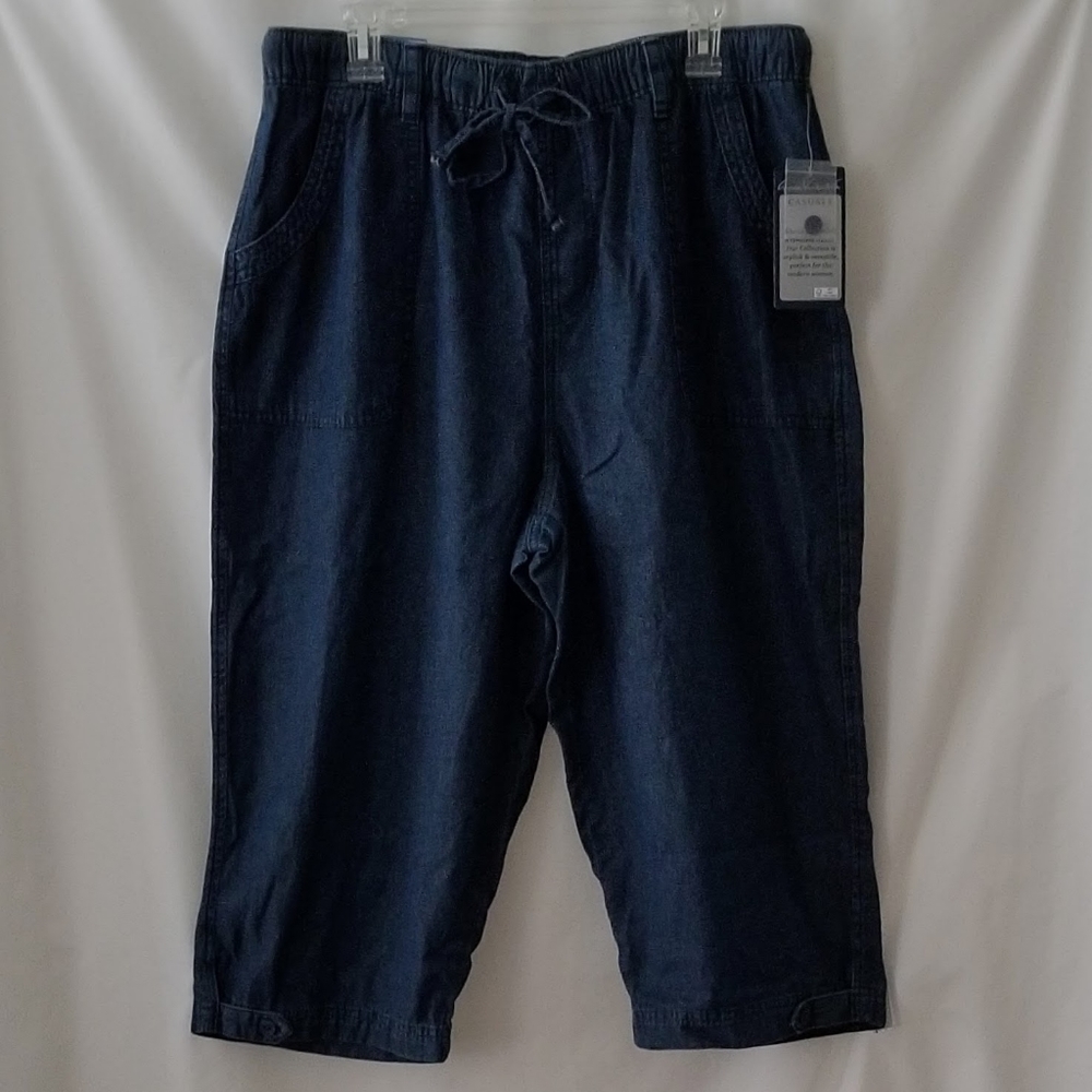 NWT Gloria Vanderbilt XL Denim Capris Pull on Blue
